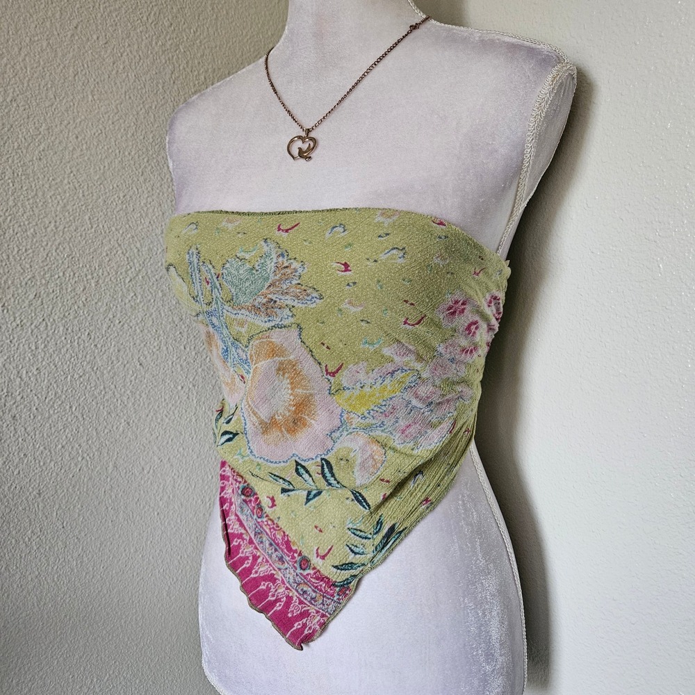 Free People FP One Floral Smocked Handkerchief Hem Tube Top
